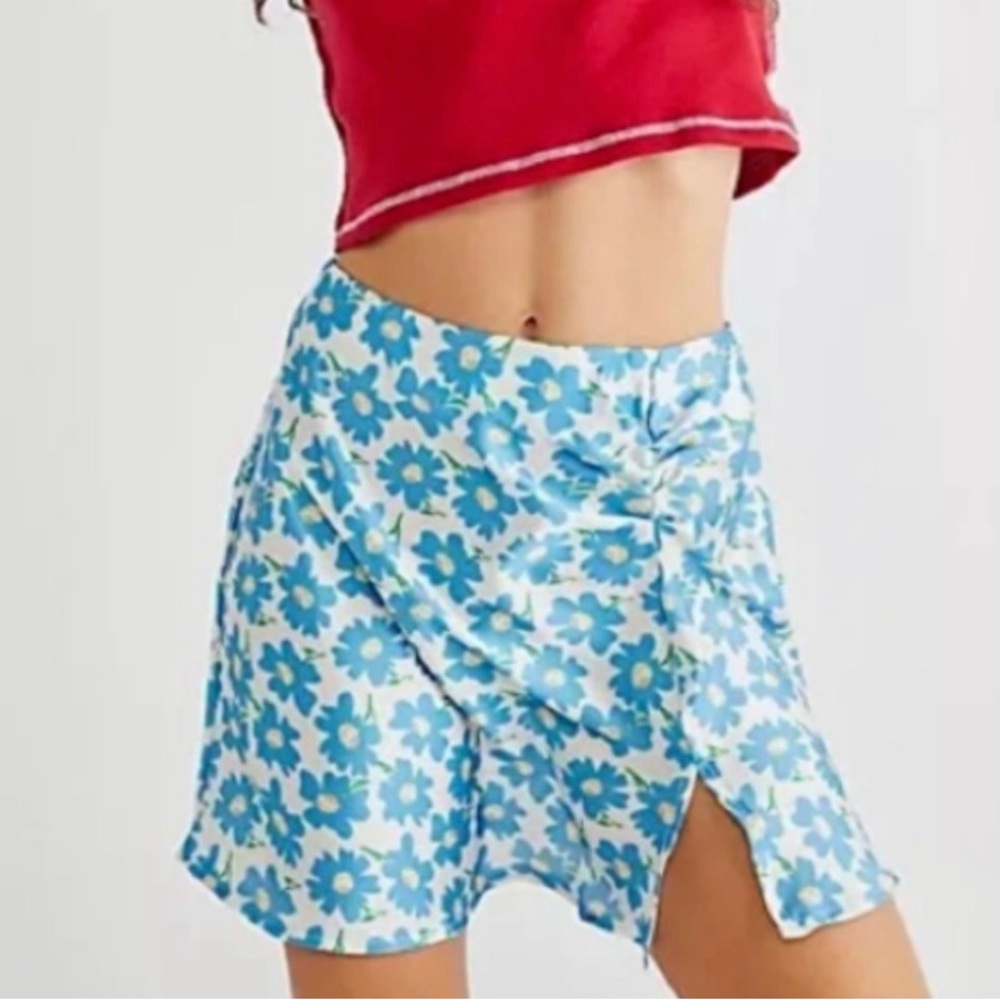 Free People floral satin skirt